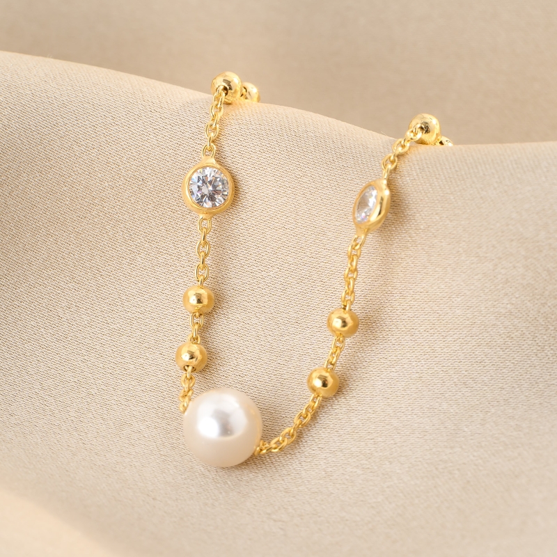 Desire Pearl Gold - Plated Silver Bracelet