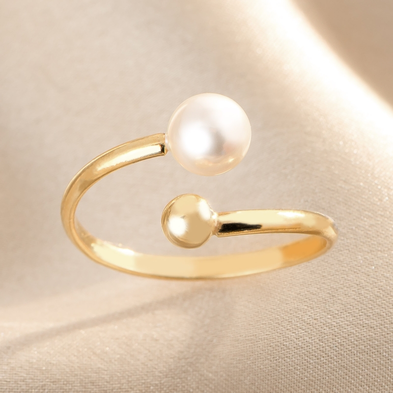 Inel argint reglabil Revery Pearl gold