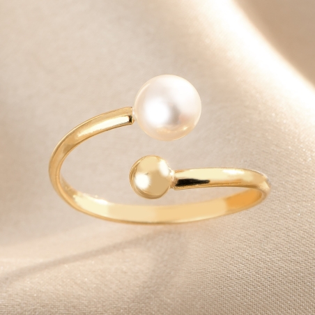 Inel argint reglabil Revery Pearl gold