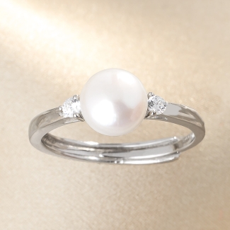 Inel argint reglabil Velvet Pearl zirconia