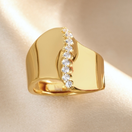 Inel argint reglabil Mirror of Gold zirconia