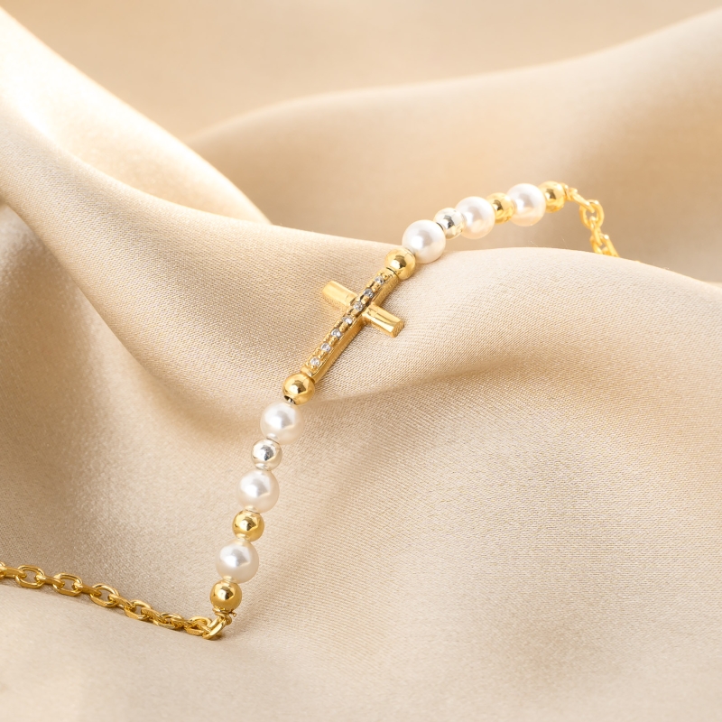 For My Faith pearlsGold - Plated Silver bracelet