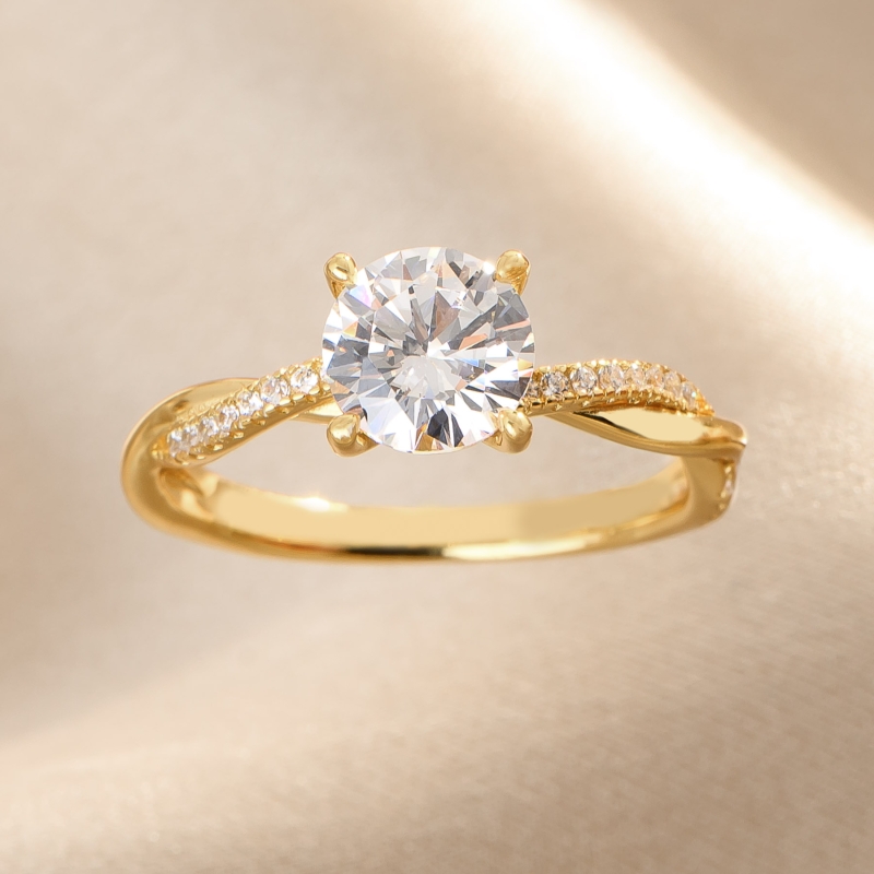Inel argint Solitaire Brilliance gold