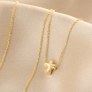 Colier argint Minimal Cross gold
