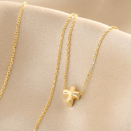 Colier argint Minimal Cross gold