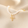 Bratara argint Believe In cruce si perle gold