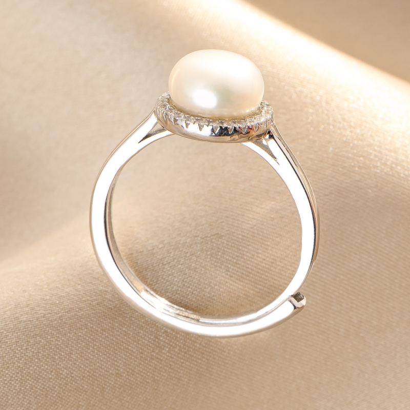 Silver Ring Moon Pearl