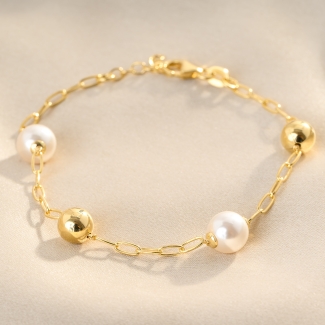 Dual Glow Pearl Gold - Plated Silver Bracelet