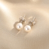 S Pearl Line Silver Earrings