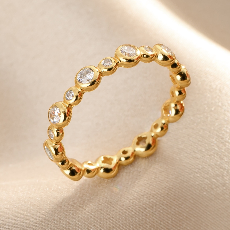 Silver Ring Glow Band Gold -Plated