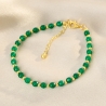 Bratara Touch jad verde fatetat, argint placat cu aur 14K