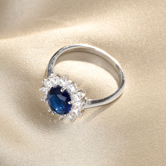 Inel argint Iconic Royal Grande blue zirconia
