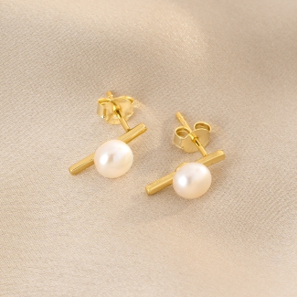Pearl Vanity Gold - Plated Silver Earrings