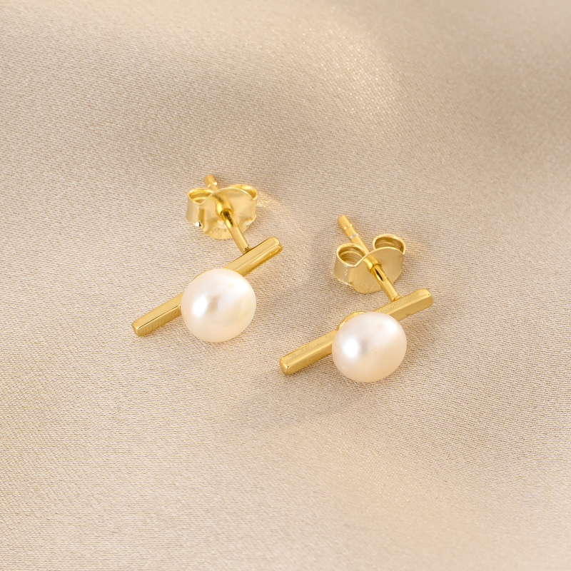 Cercei argint Pearl Vanity gold