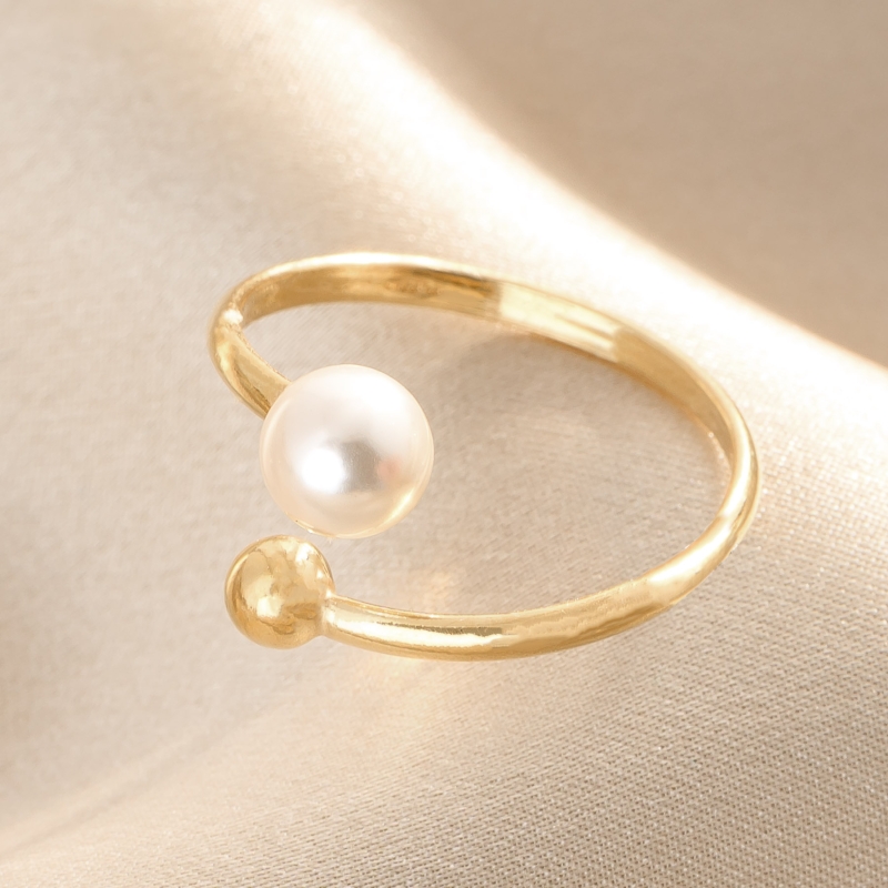 Inel argint reglabil Revery Pearl gold