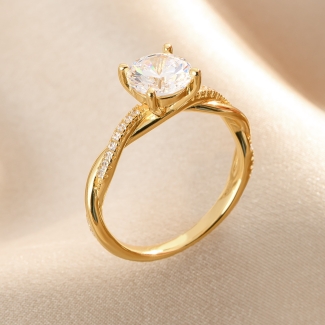 Silver Ring Solitaire Brilliance Gold-Plated