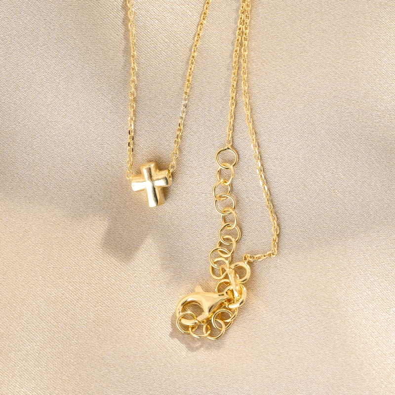 Colier argint Minimal Cross gold