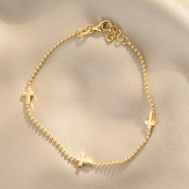 Cross Gold - Plated Silver Bracelet