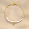 Bratara argint Believe In cruce si perle gold