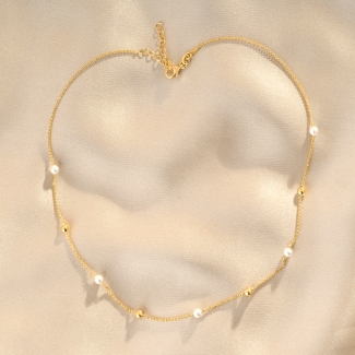 Colier argint Pearl Glow gold