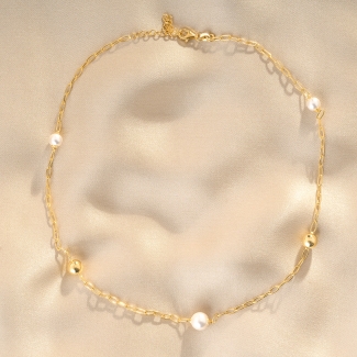 Gold & White Cool Touch Gold - Plated Silver Necklace