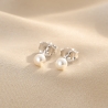 Minimal XS Pearl Line Silver Earrings