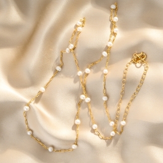 Special Moments Long Pearl Gold - Plated Silver Necklace