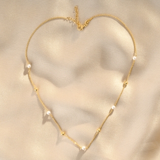 Colier argint Pearl Glow gold