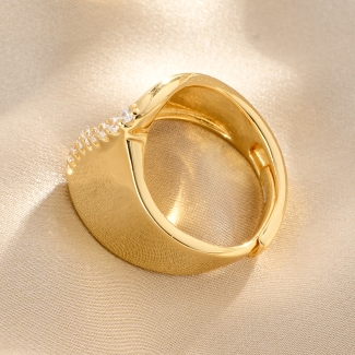 Inel argint reglabil Mirror of Gold zirconia