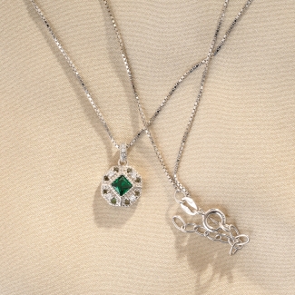 Colier argint Un Poco de Gracia green zirconia