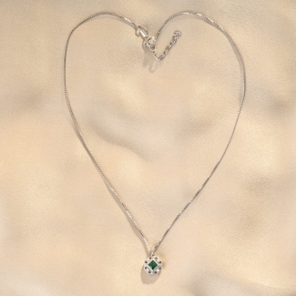 Colier argint Un Poco de Gracia green zirconia