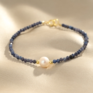 Bratara argint Grey Sapphire cu perla, gold