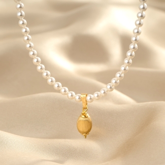 Colier argint Pearls. Gold Touch Mood
