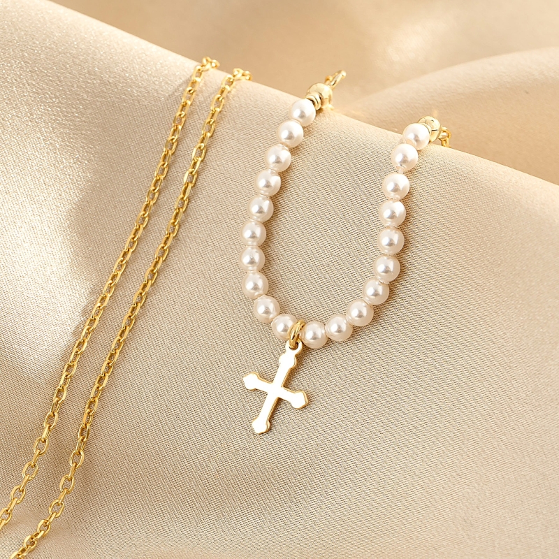 Colier argint For My Faith pearls gold