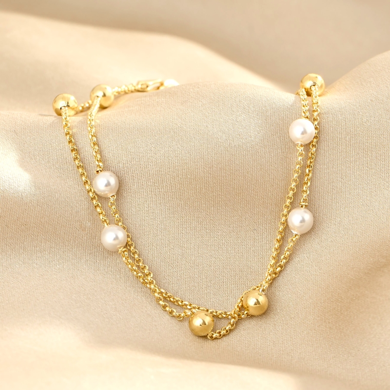 Silver Bracelet Pearls After Sunset Gold