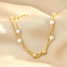 Bratara argint Pearls After Sunset gold