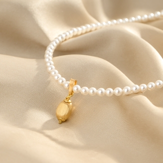 Colier argint Pearls. Gold Touch Mood