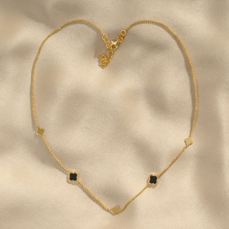 Silver Necklace Iconic Black Gold