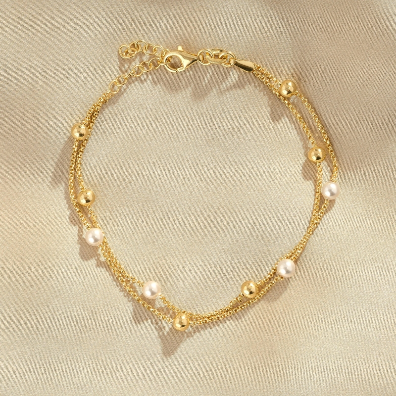 Silver Bracelet Pearls After Sunset Gold