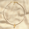 Silver Necklace Pearls. Gold Touch.