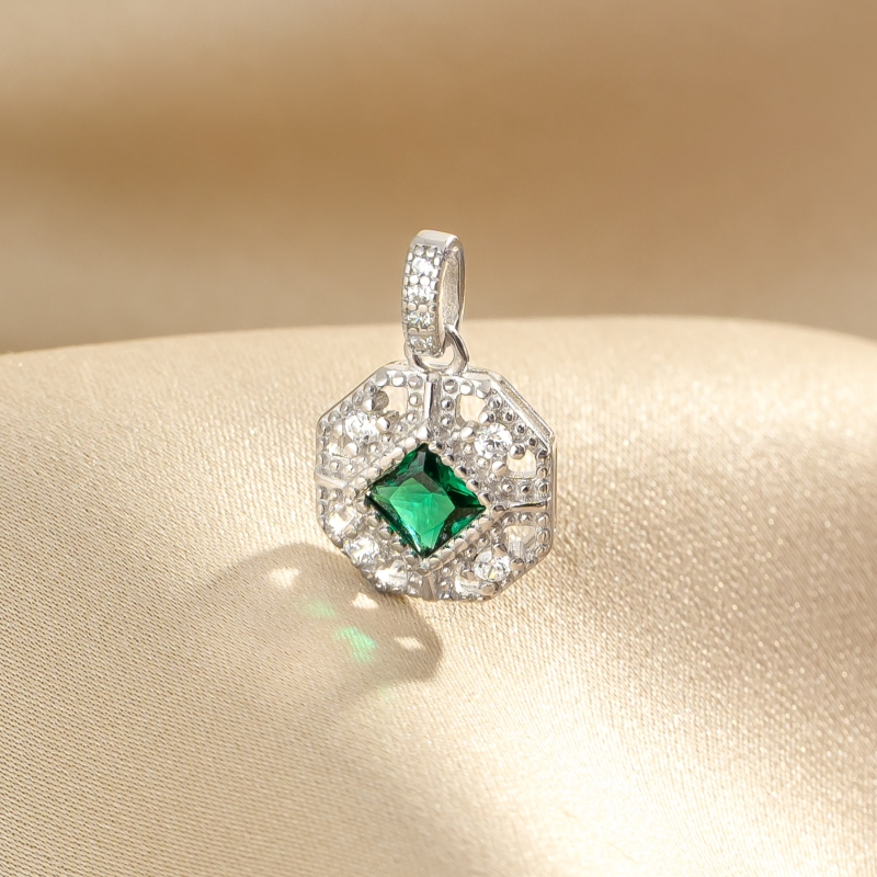 Pandant argint Un Poco de Gracia green zirconia