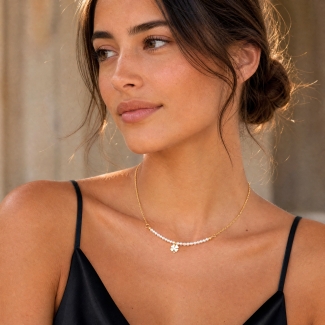 Colier argint Lucky Days pearls gold | Tie-Me-Up
