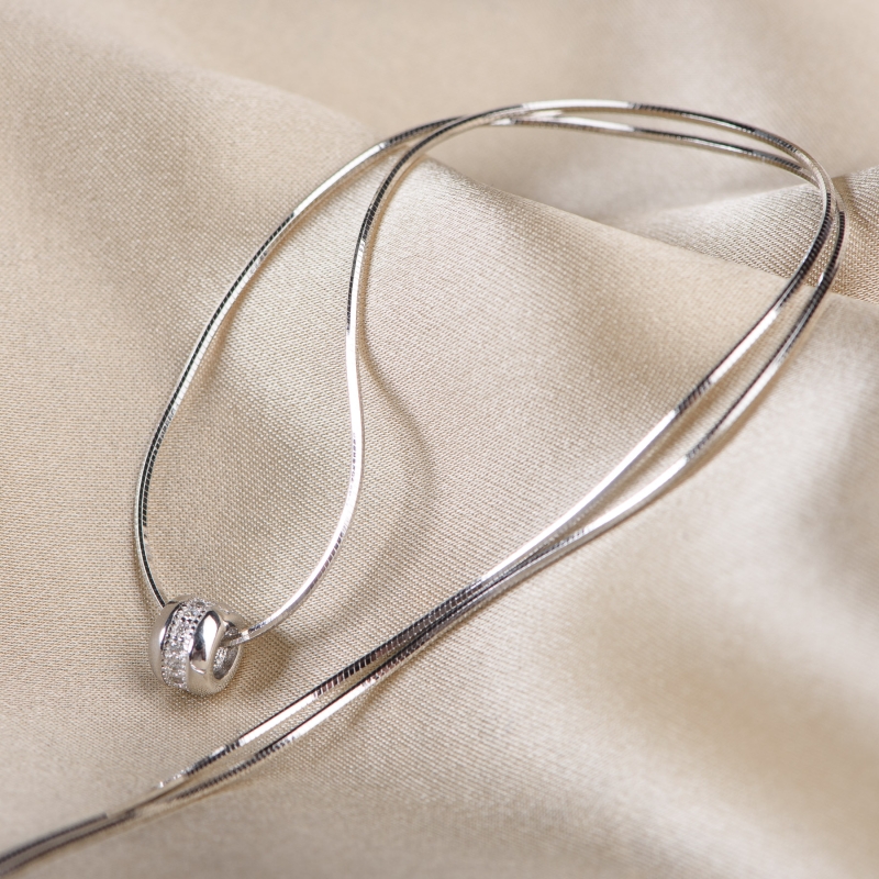 Colier argint rodiat 925 charm, lantisor 40 cm