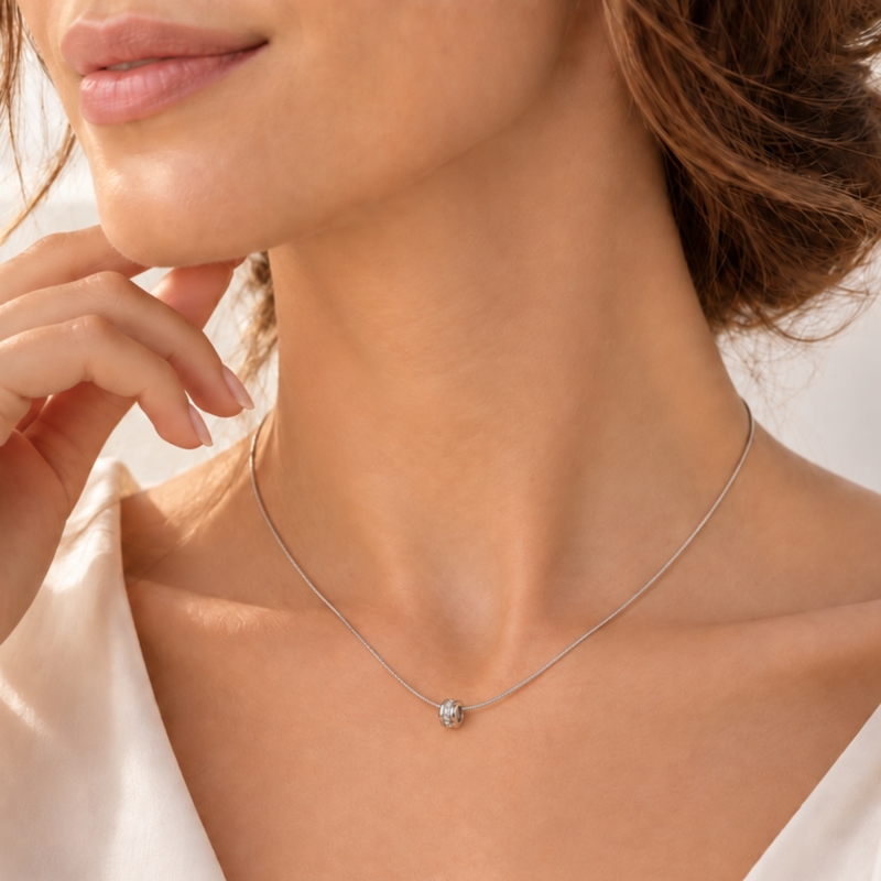 Collection My Way 925 Rodi. Silver pendant with black faceted onyx teardrop