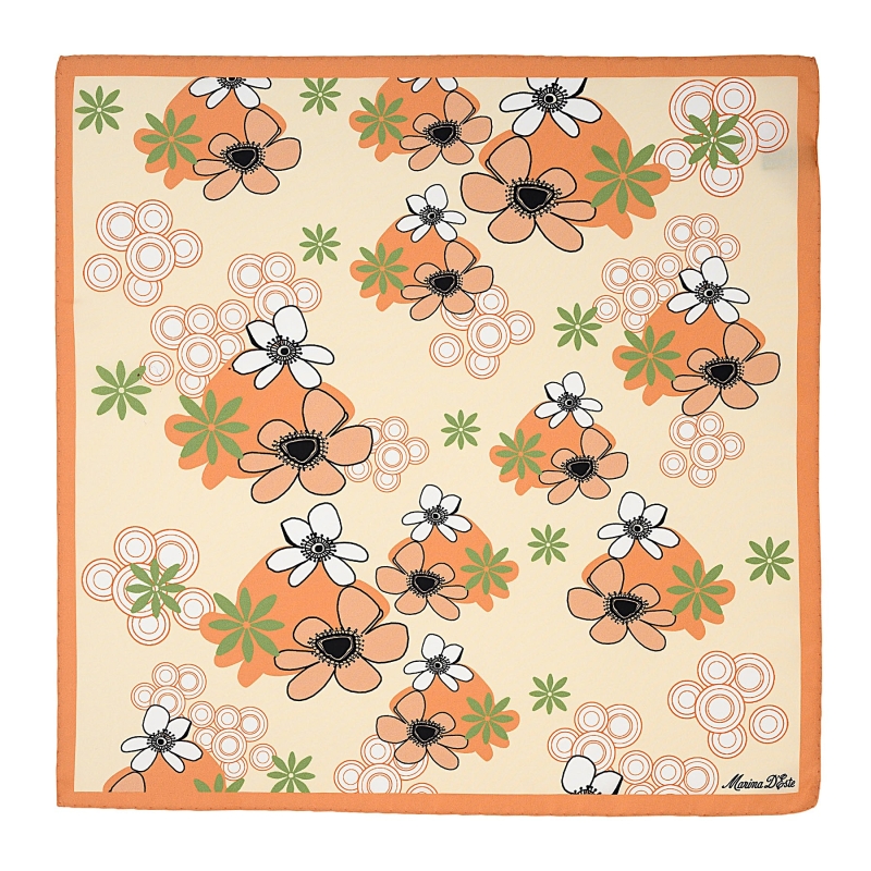 Smile for Me Floral Silk Twill Scarf, Orange