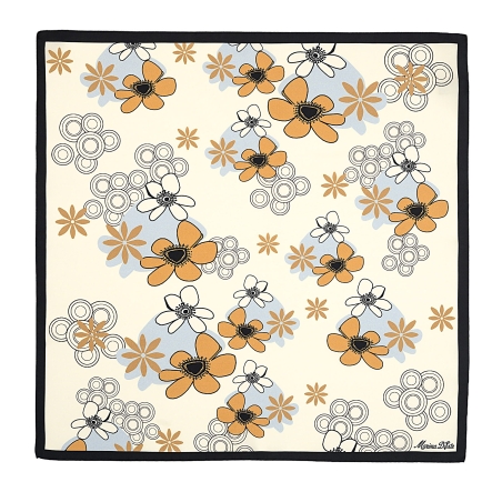 Smile for Me Floral Silk Twill Scarf, Beige