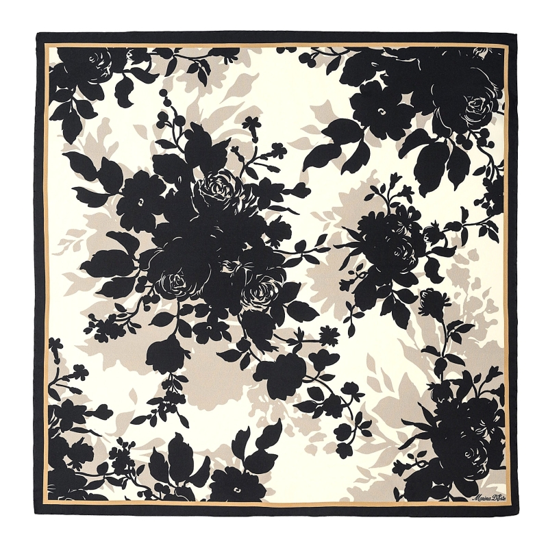 Beautifully Yours Floral Silk Twill Scarf, Black