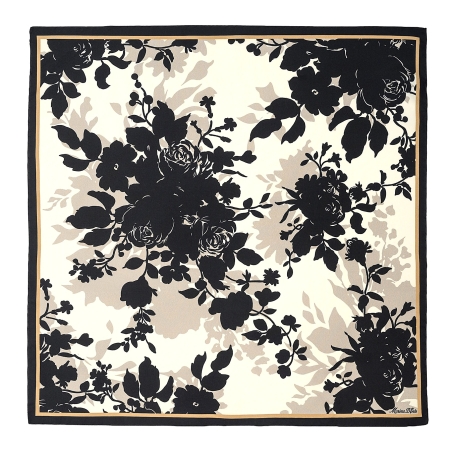 Beautifully Yours Floral Silk Twill Scarf, Black
