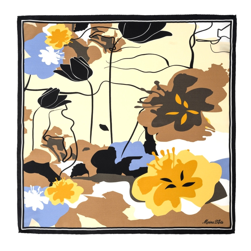 Reflection Floral Silk Scarf, Terracotta