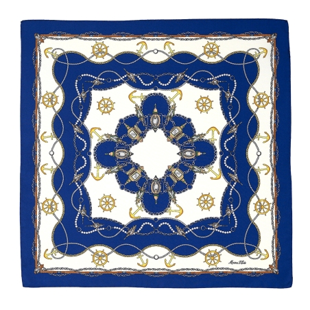 Maritime Love Silk Twill Scarf, Blue